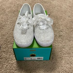 Kate Spade glitter keds. Worn once, excellent used condition.
